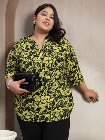 Plus Size Floral Print Top