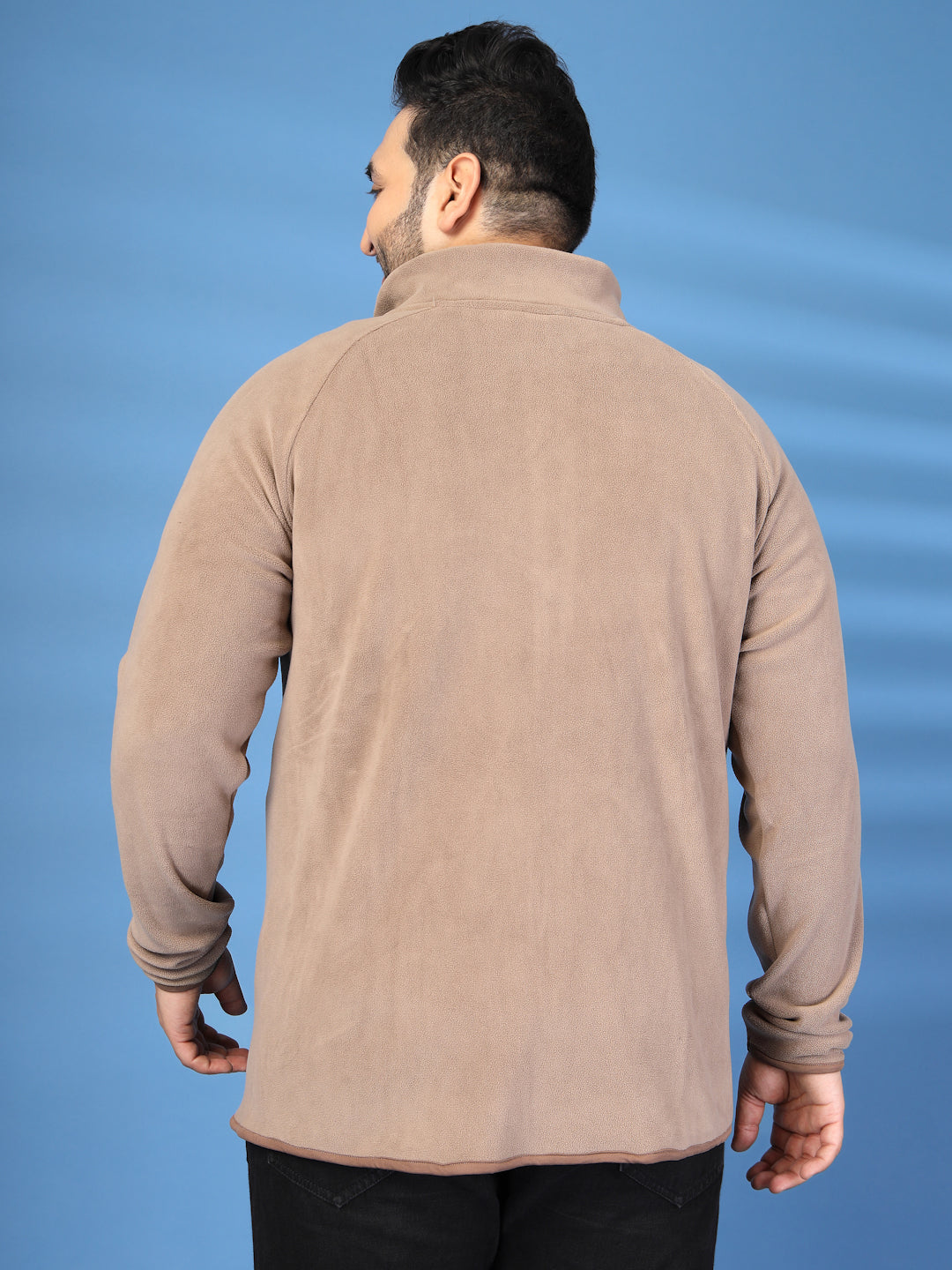 Plus Size Stand Collar Solid Open Front Jacket