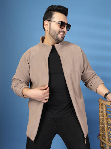 Plus Size Stand Collar Solid Open Front Jacket