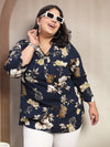 Plus Size V-Neck Floral Print Top