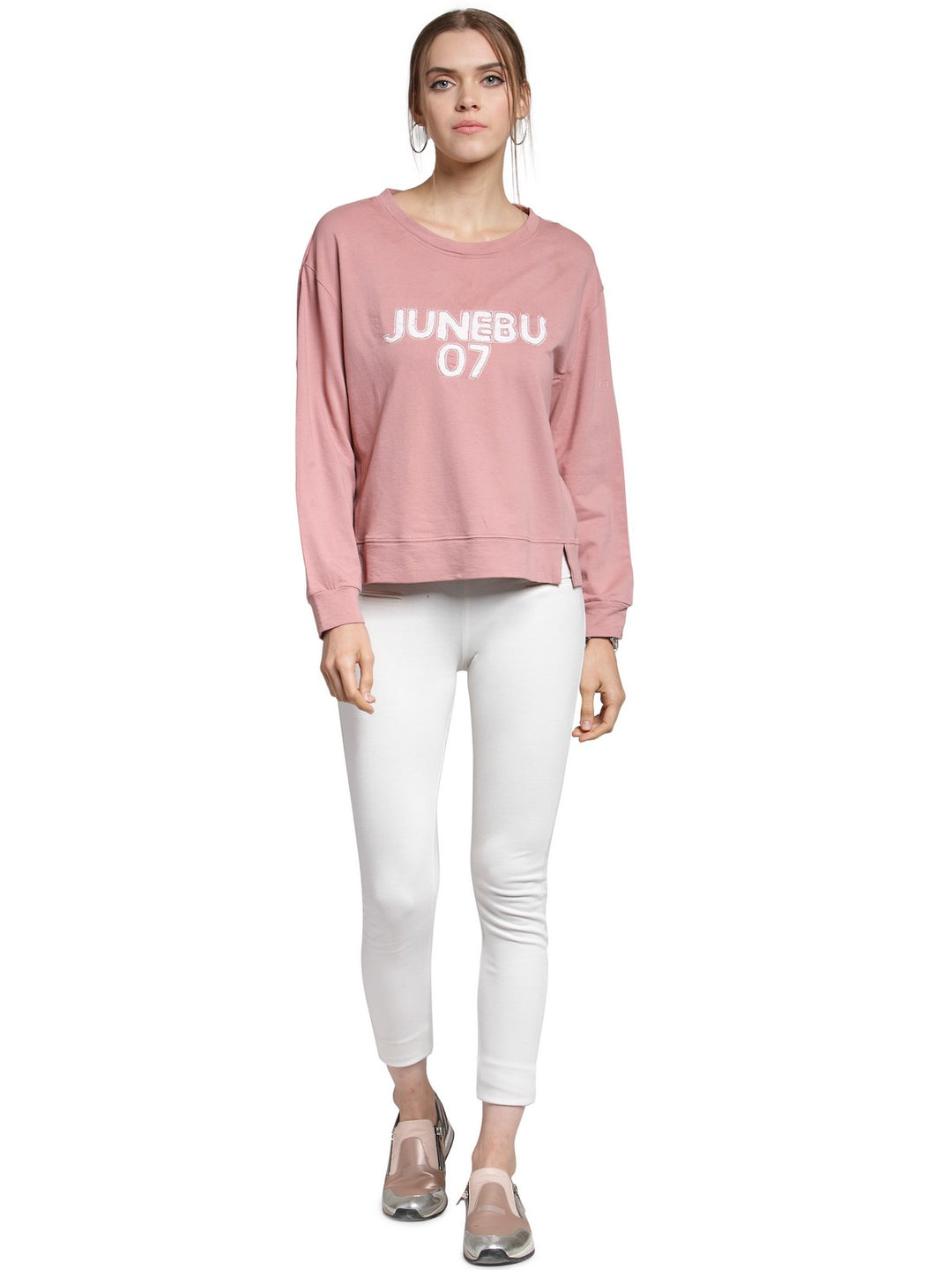 plusS Women Pink Printed Sweatshirt