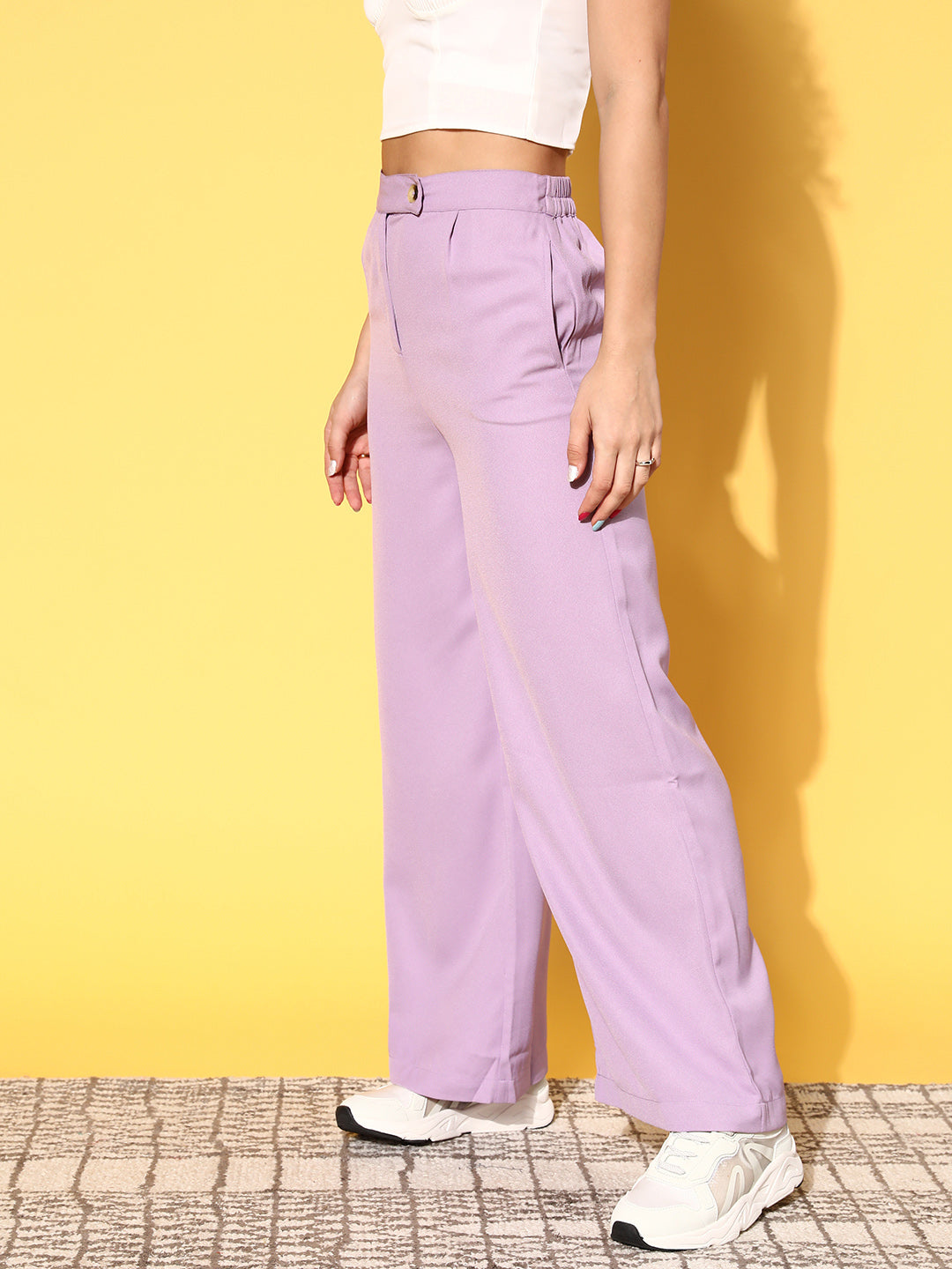 plusS Women Beautiful Mauve Solid Resort Wear Trousers