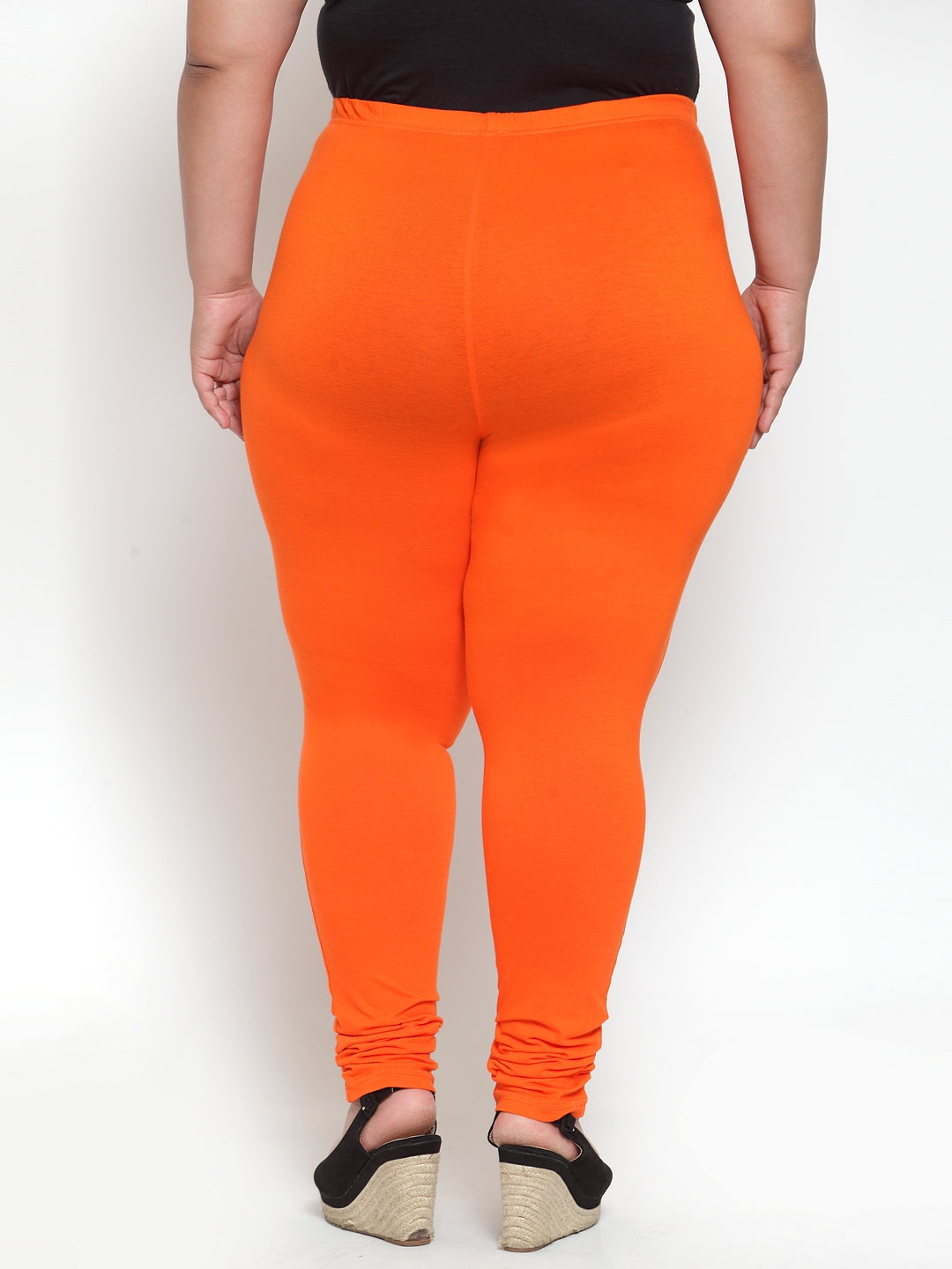 plusS Orange Solid Leggings