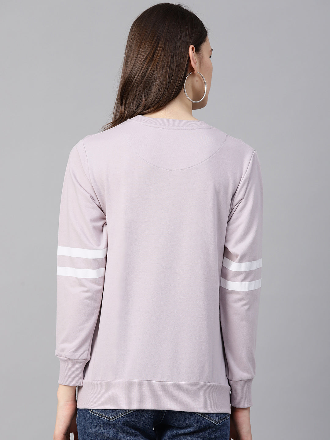 Women Lavender & White Printed Sweatshirt