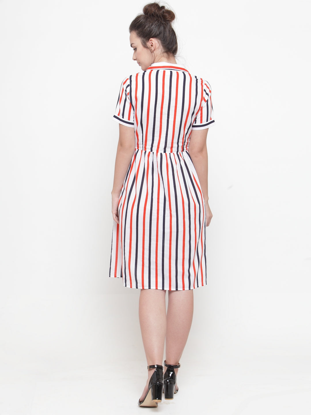 plusS White Striped Fit and Flare Dress