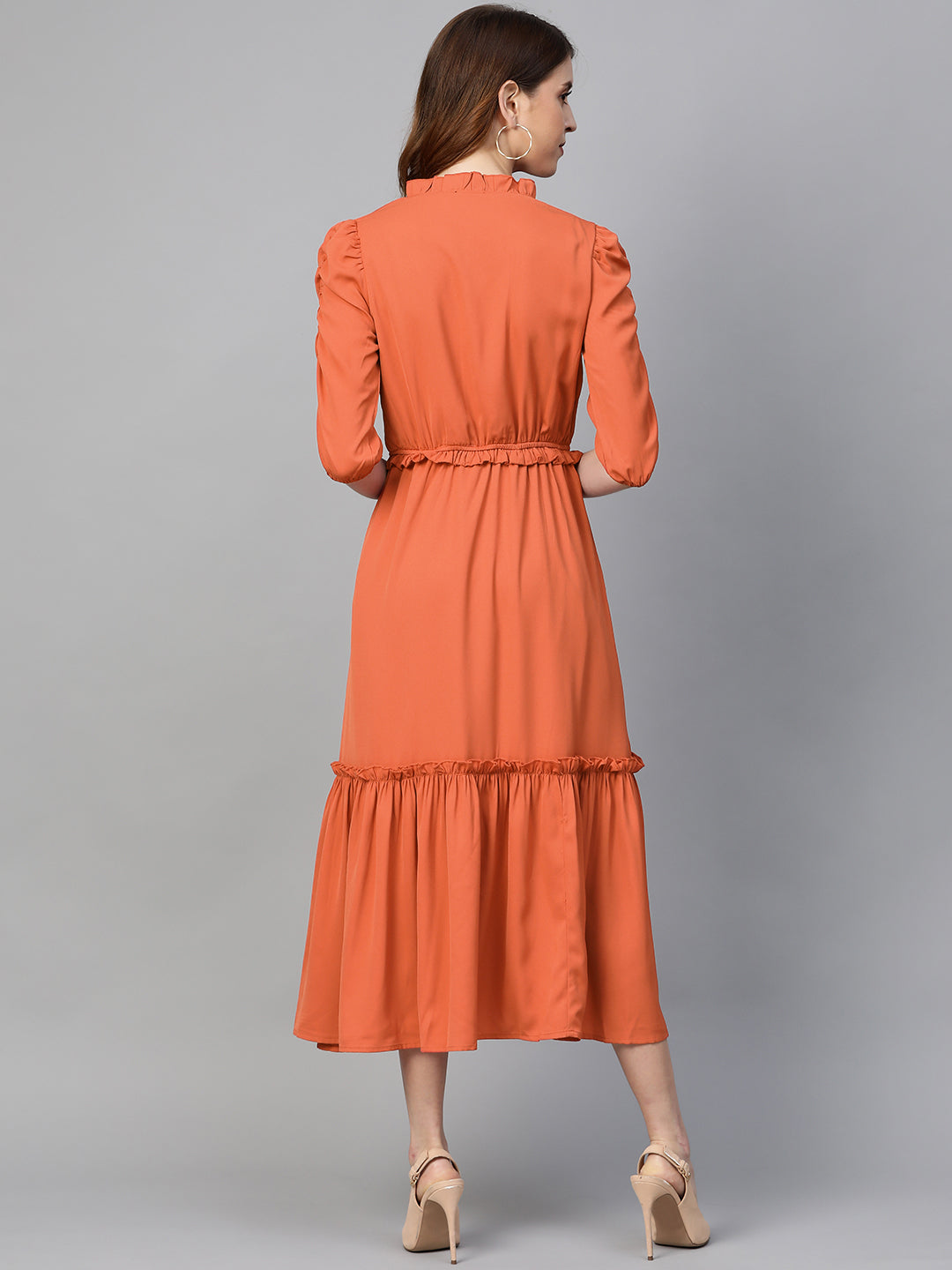 plusS Orange Tiered Wrap Dress