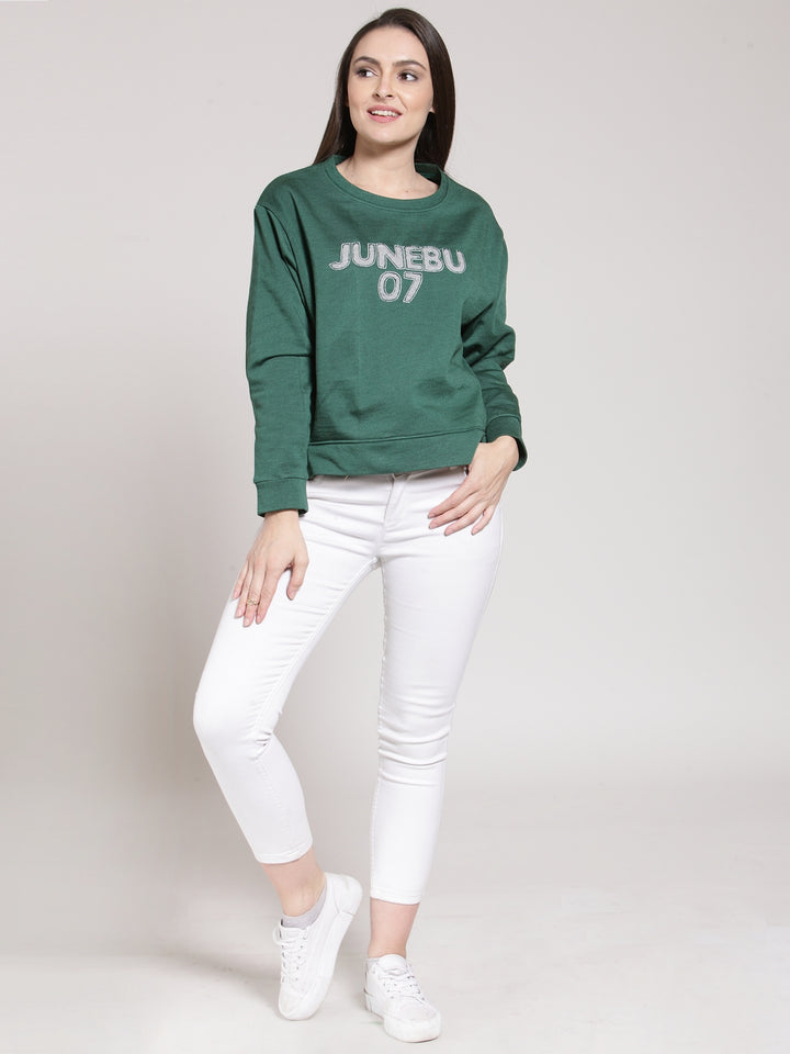 plusS Women Green  Grey Printed Pullover Sweatshirt