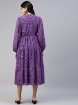 Purple Animal Midi Dress