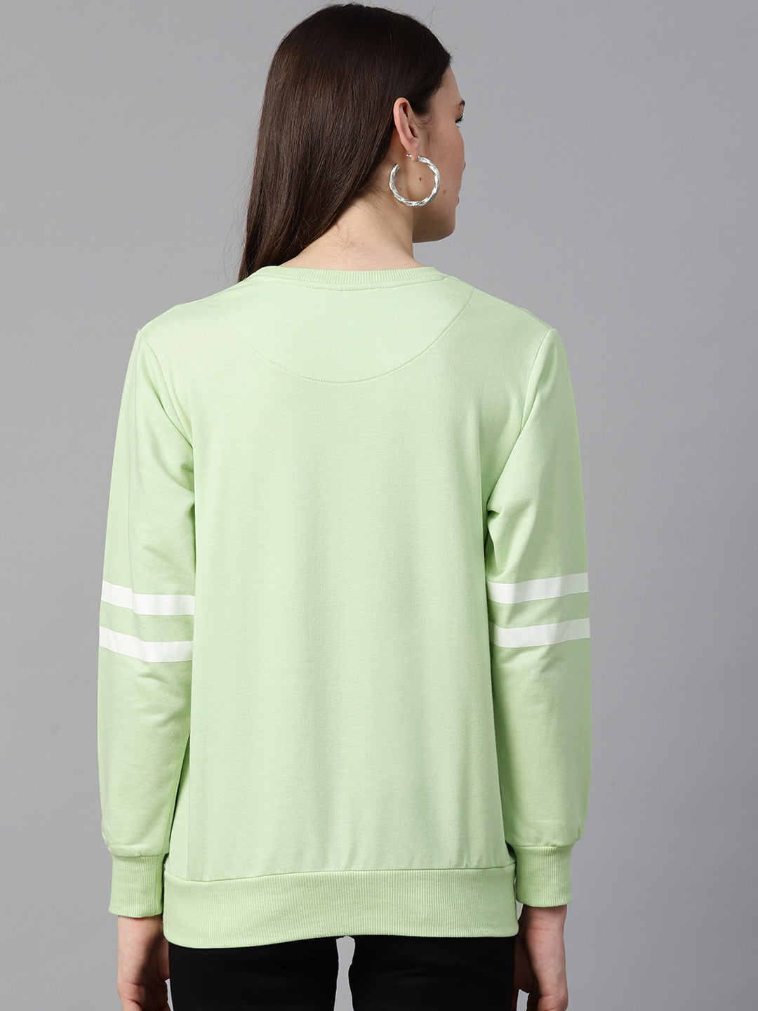 plusS Women Lime Green  White Printed Sweatshirt