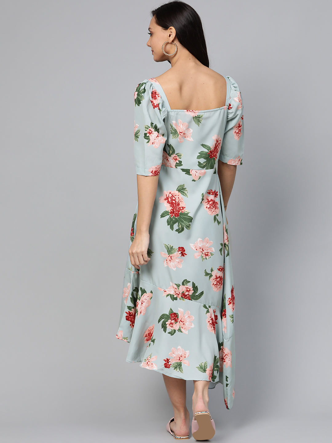 plusS Blue  Pink Floral Print A-Line Dress