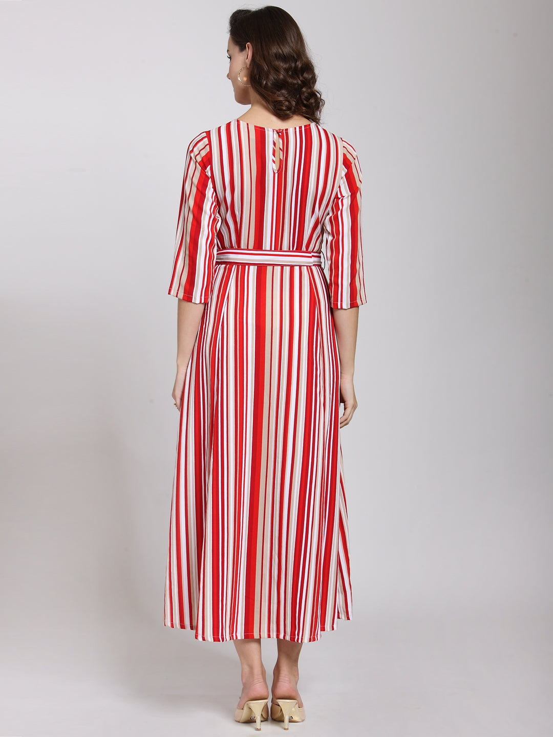 plusS Red  Off-White Striped A-Line Dress