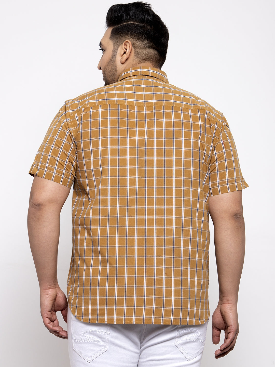 Men Brown Regular Fit Checked Casual Shirt