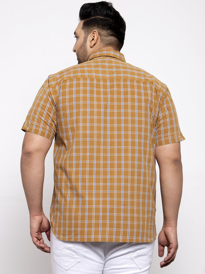 Men Brown Regular Fit Checked Casual Shirt