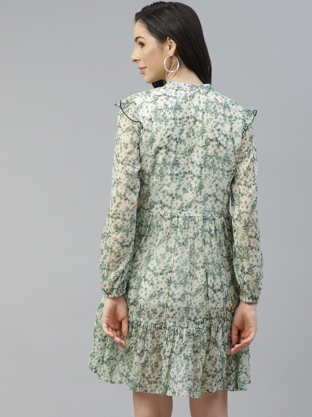 plusS Green Floral A-Line Dress