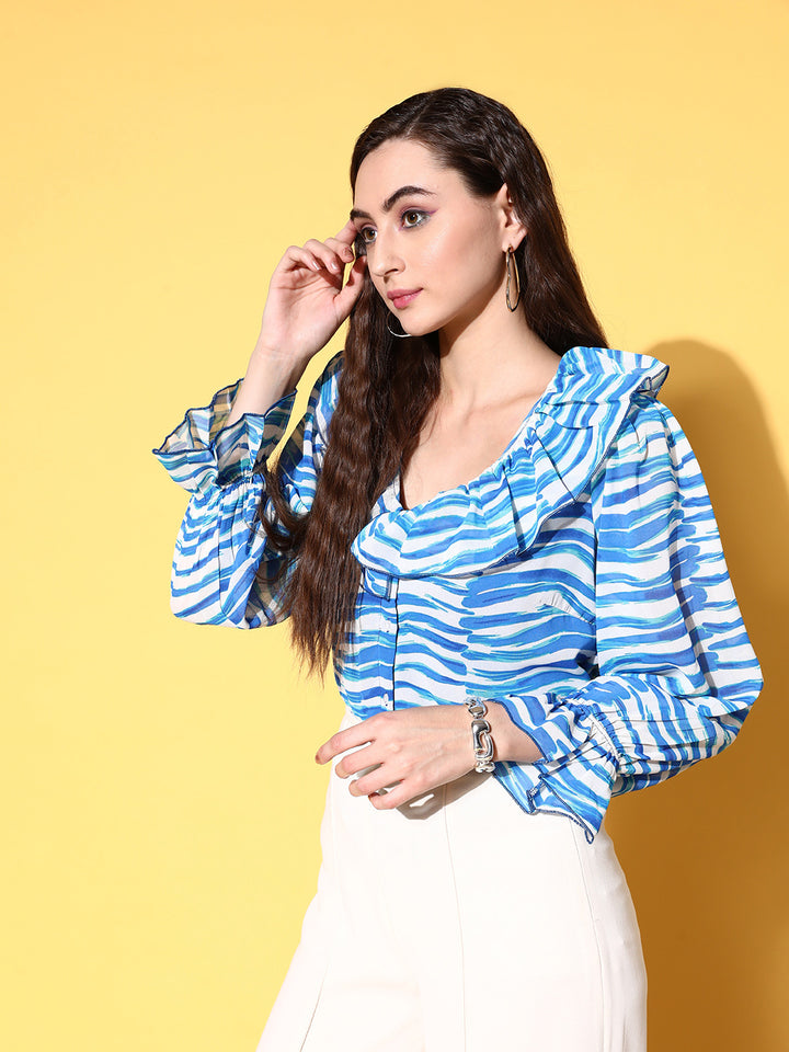 Women Horizontal Stripes Printed Casual Shirt