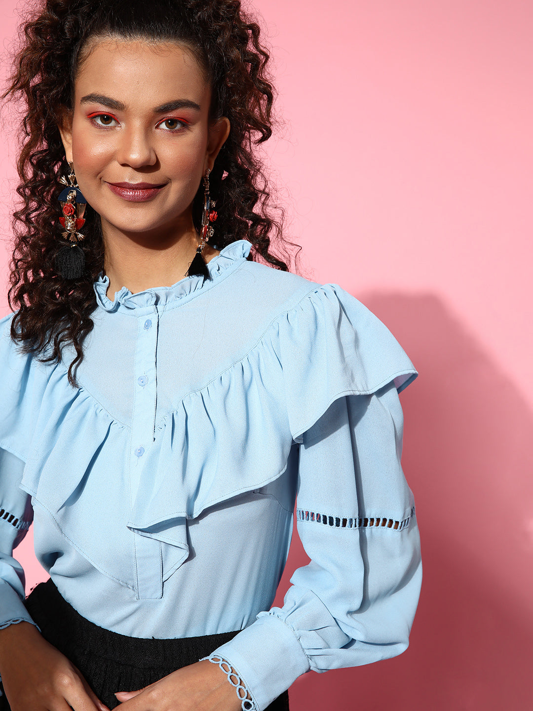 plusS Blue Ruffles Top