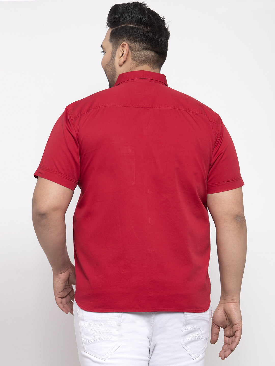 Men Red Regular Fit Solid Casual Shirt