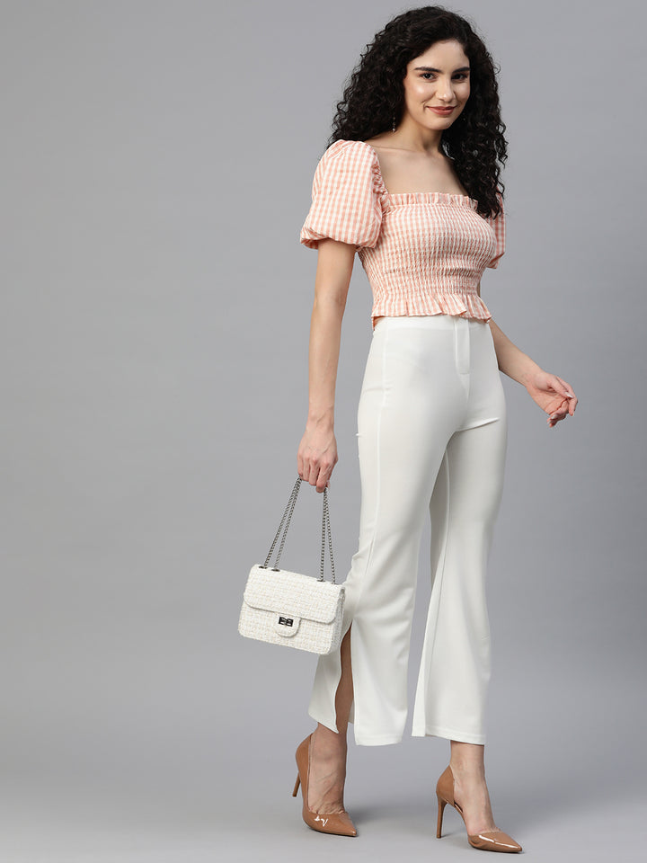 Flared High-Rise Trousers