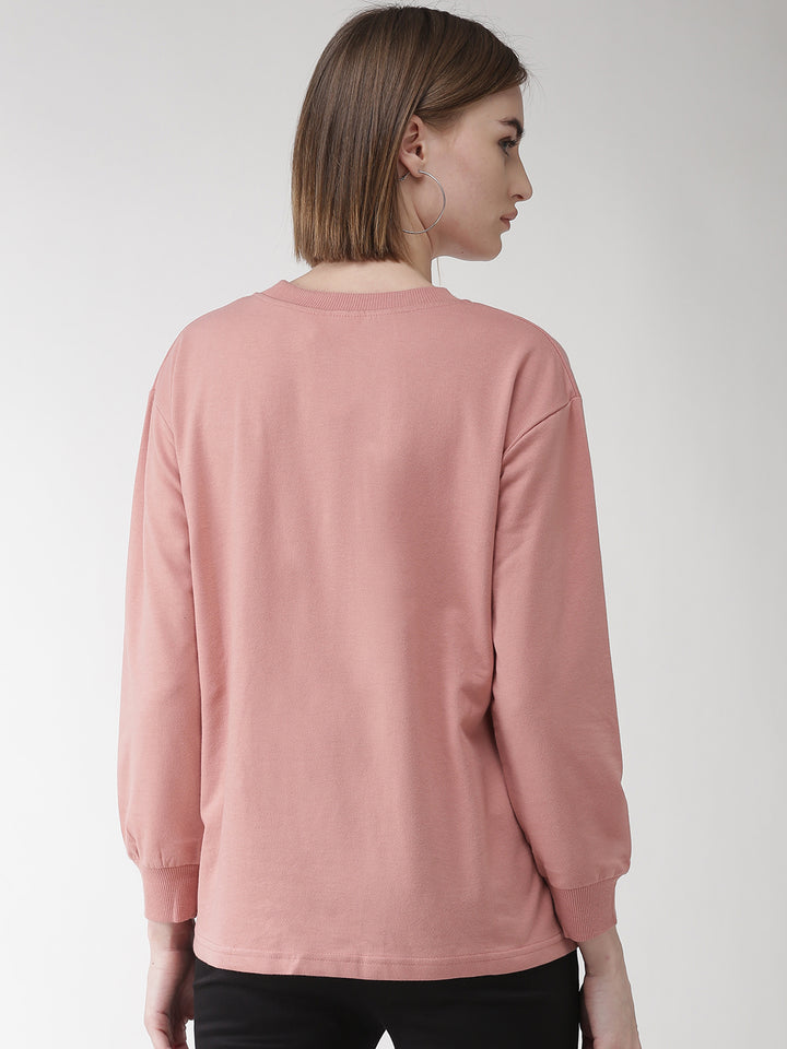 plusS Women Dusty Pink Embelished Sweatshirt