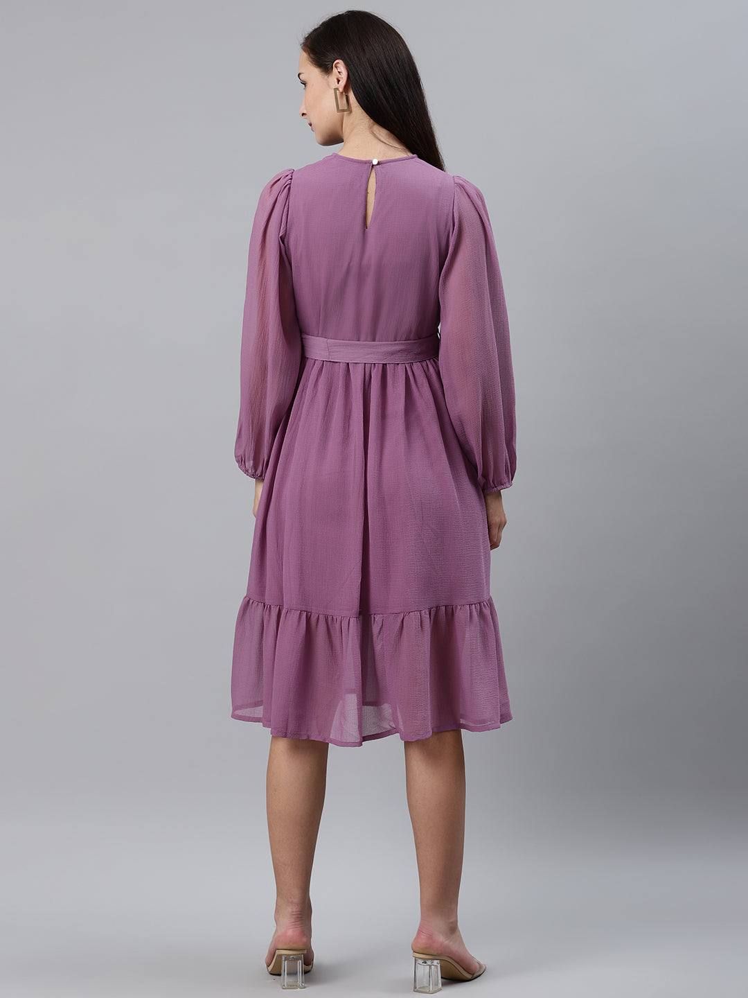 plusS Women Mauve Solid Fit  Flare Dress