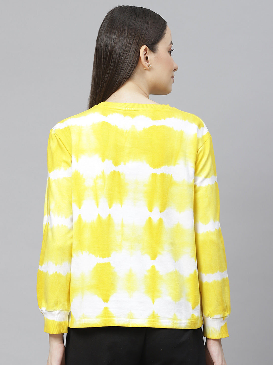 Women Yellow Printed Sweatshirt