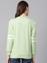 Women Lime Green & White Printed Sweatshirt