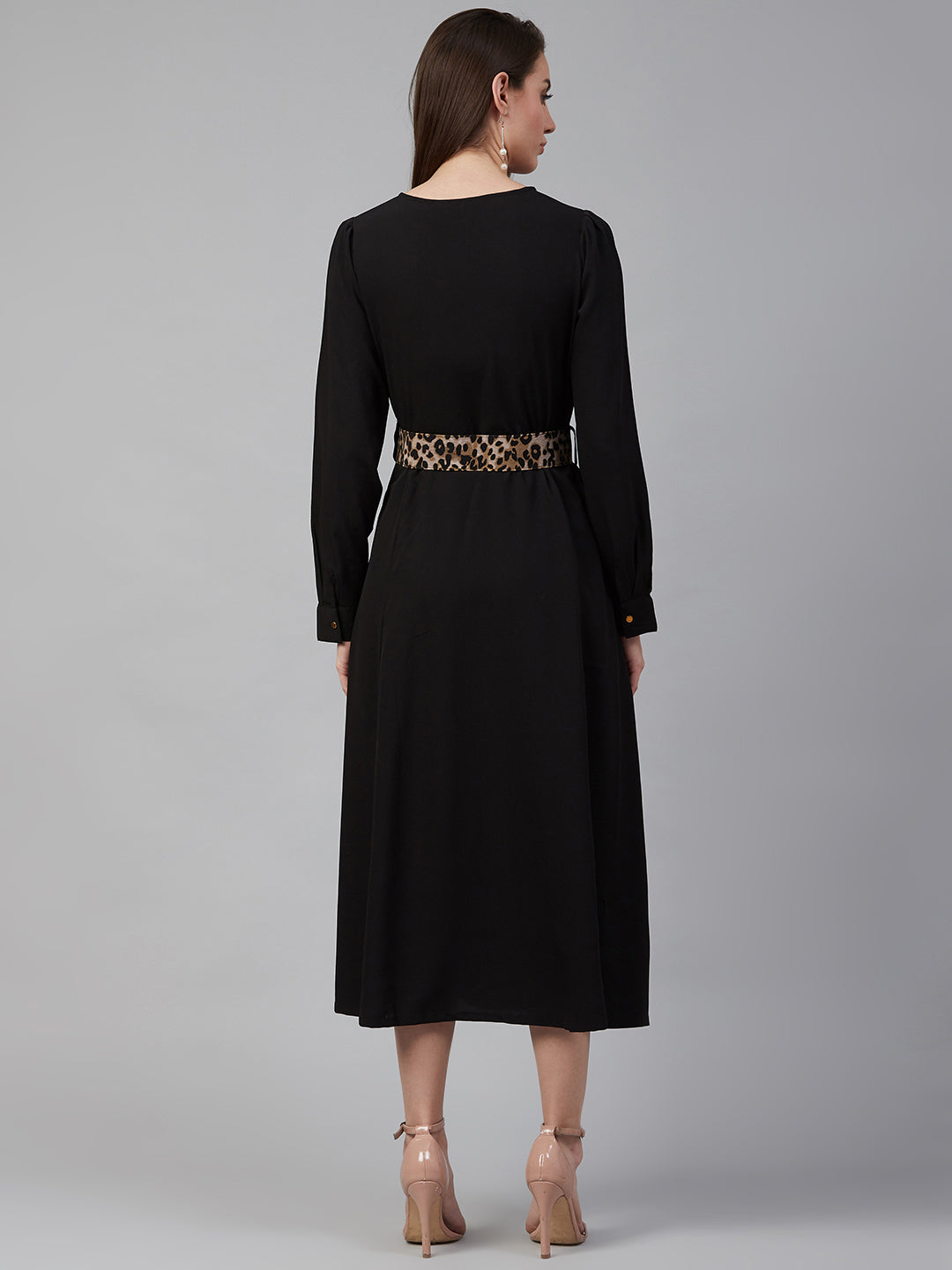 plusS Black Pleated Midi Dress