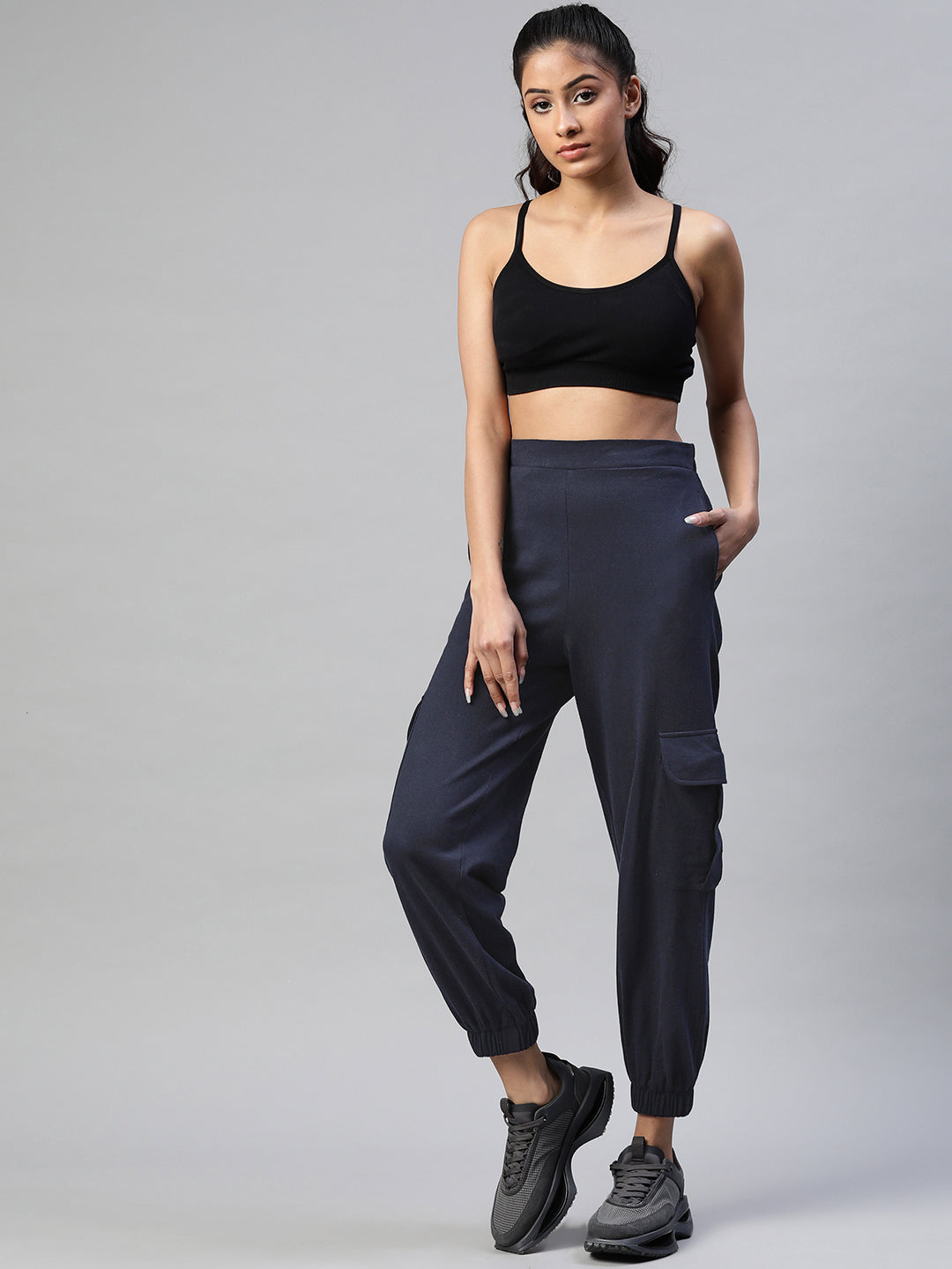 Women Navy Blue Solid Joggers