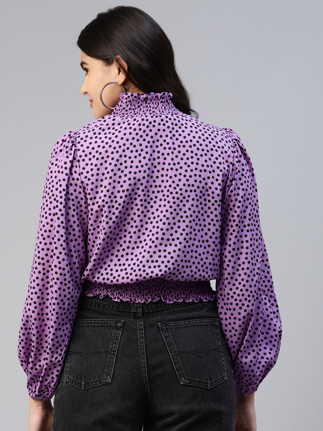 plusS Women Mauve Polka Dots Printed Top