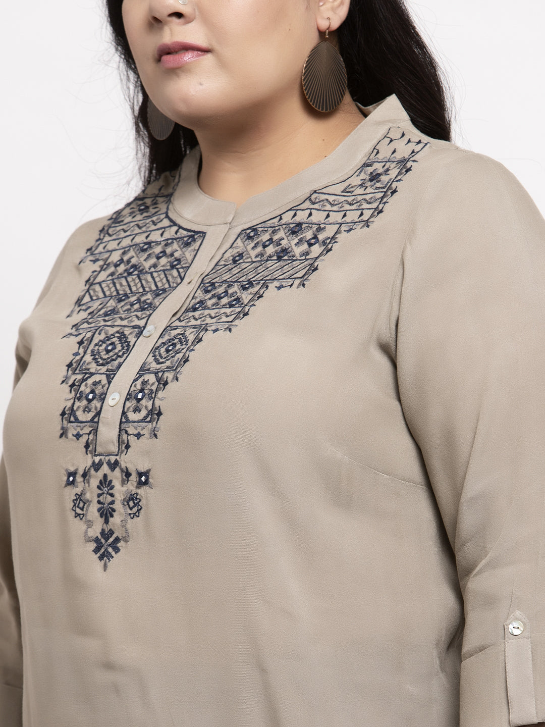 Women Grey Yoke Design A-Line Kurta