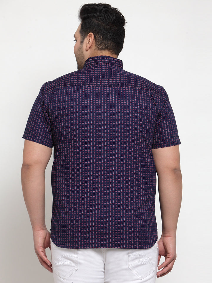 Men Plus Size Purple Floral Print Casual Shirt