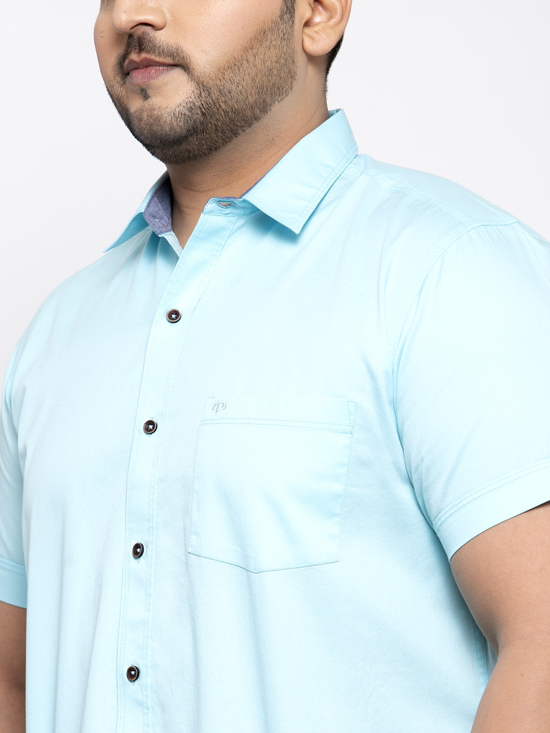 Men Turquoise Blue Regular Fit Solid Casual Shirt