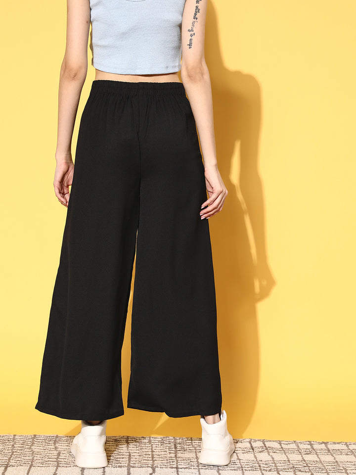 plusS Women Black Solid Resort Wear Trousers