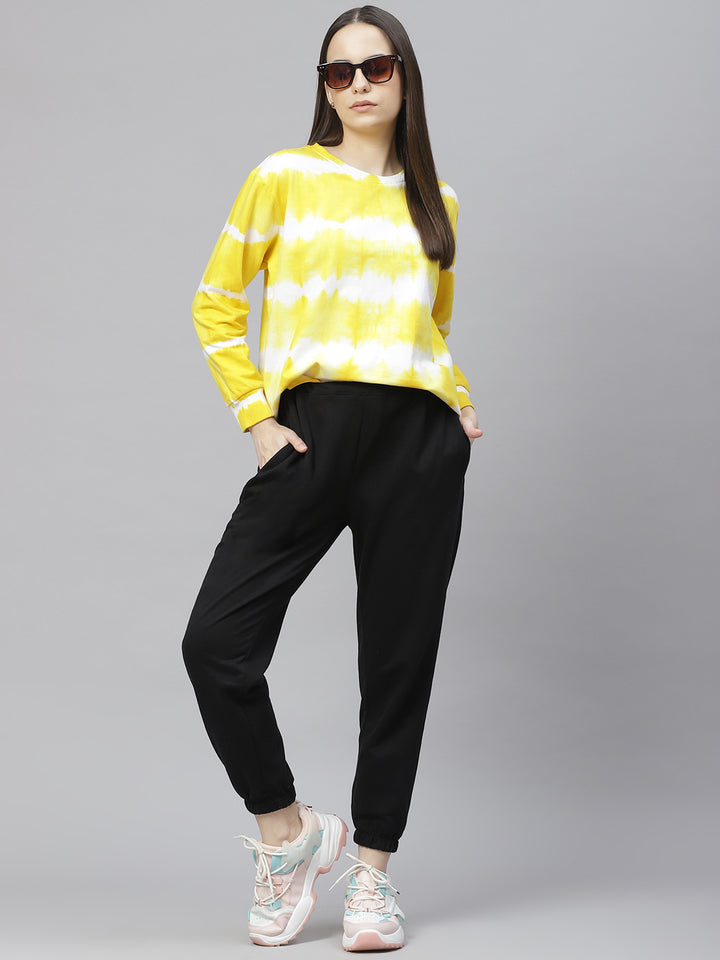 Women Yellow Printed Sweatshirt