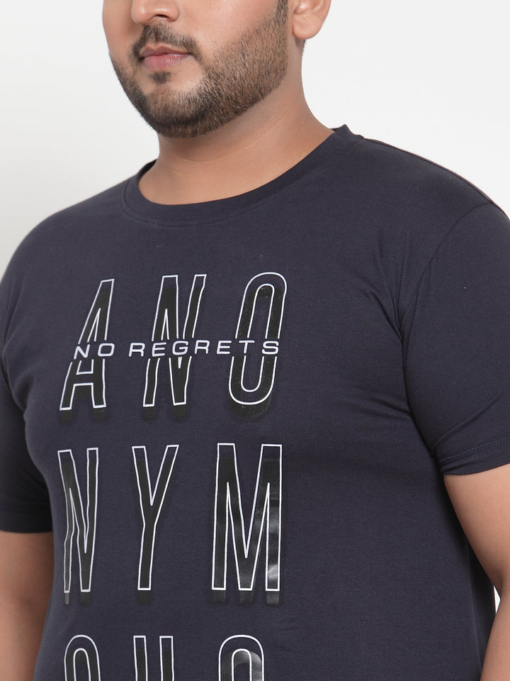 Navy Blue Solid Round Neck Pure Cotton T-shirt