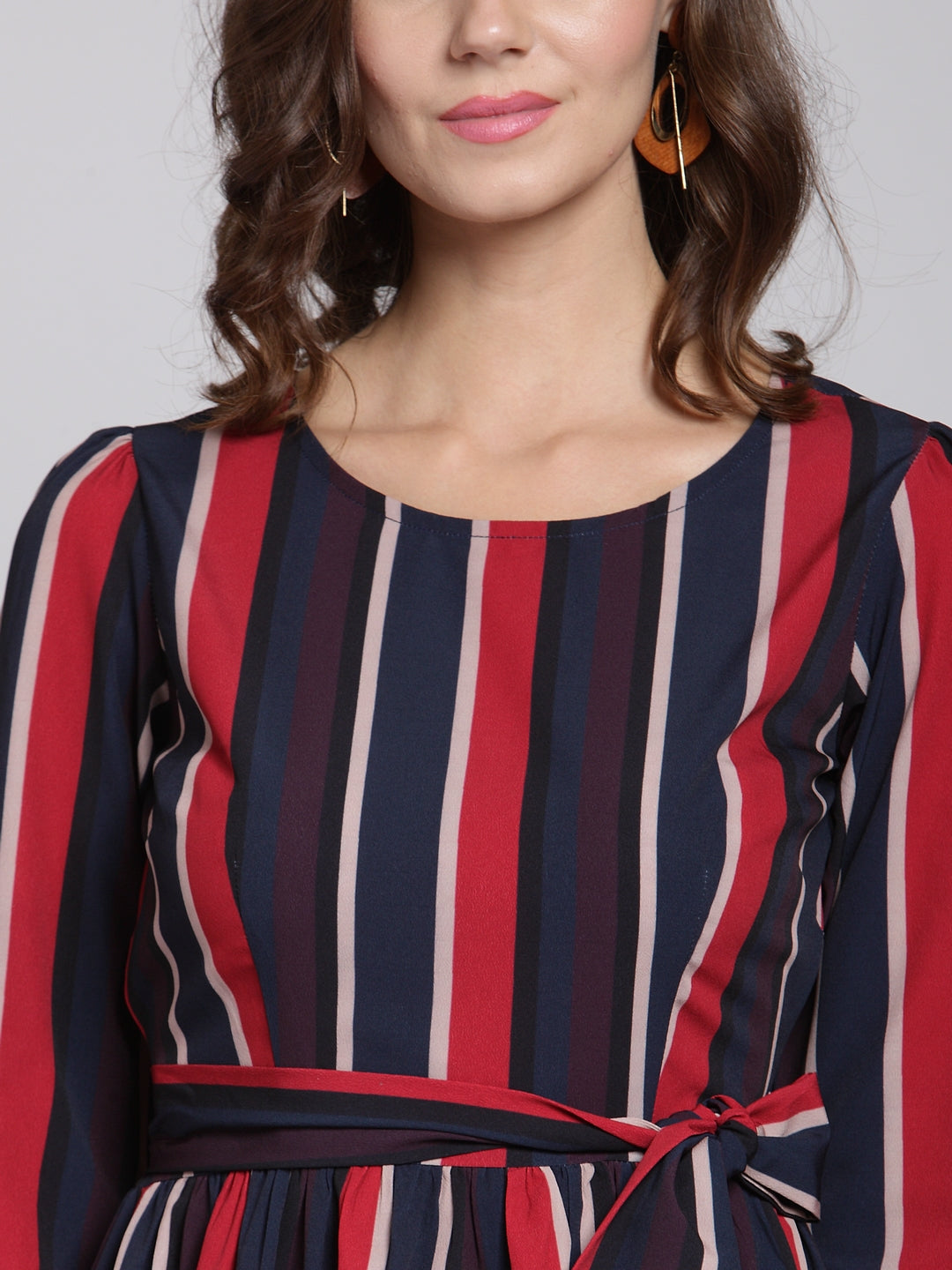 plusS Blue Striped Fit and Flare Dress