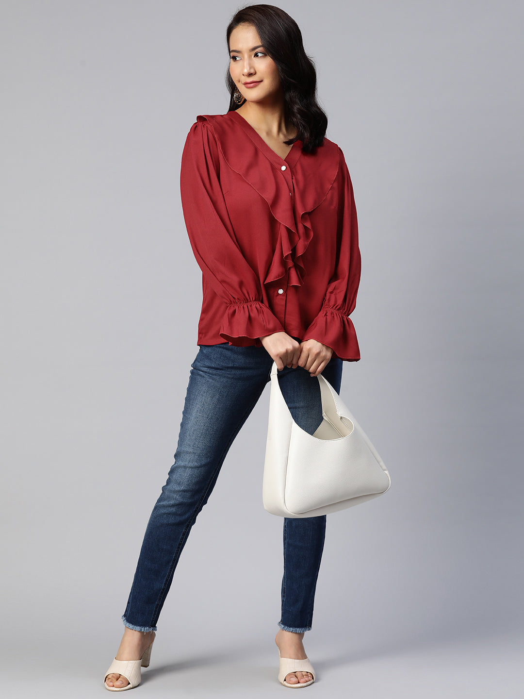 plusS Bell Sleeves Ruffled Top