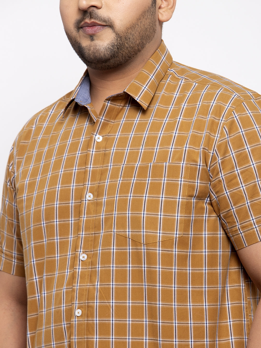 Men Brown Regular Fit Checked Casual Shirt