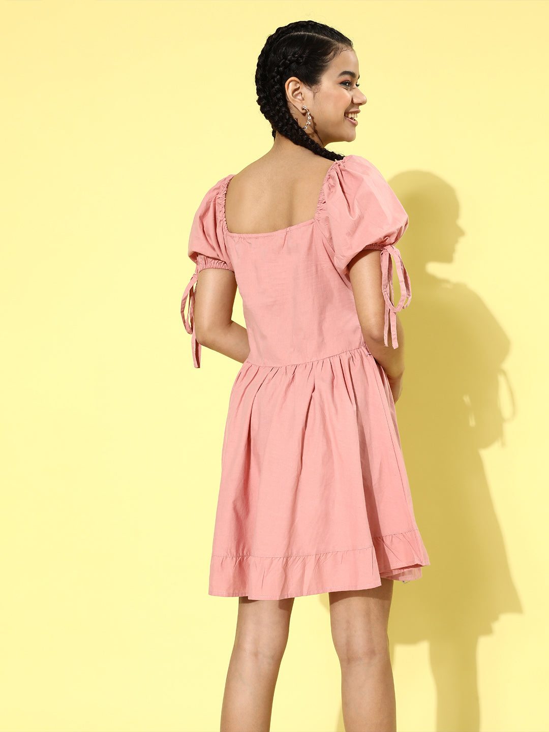 Women Pink Solid A-Line Dress