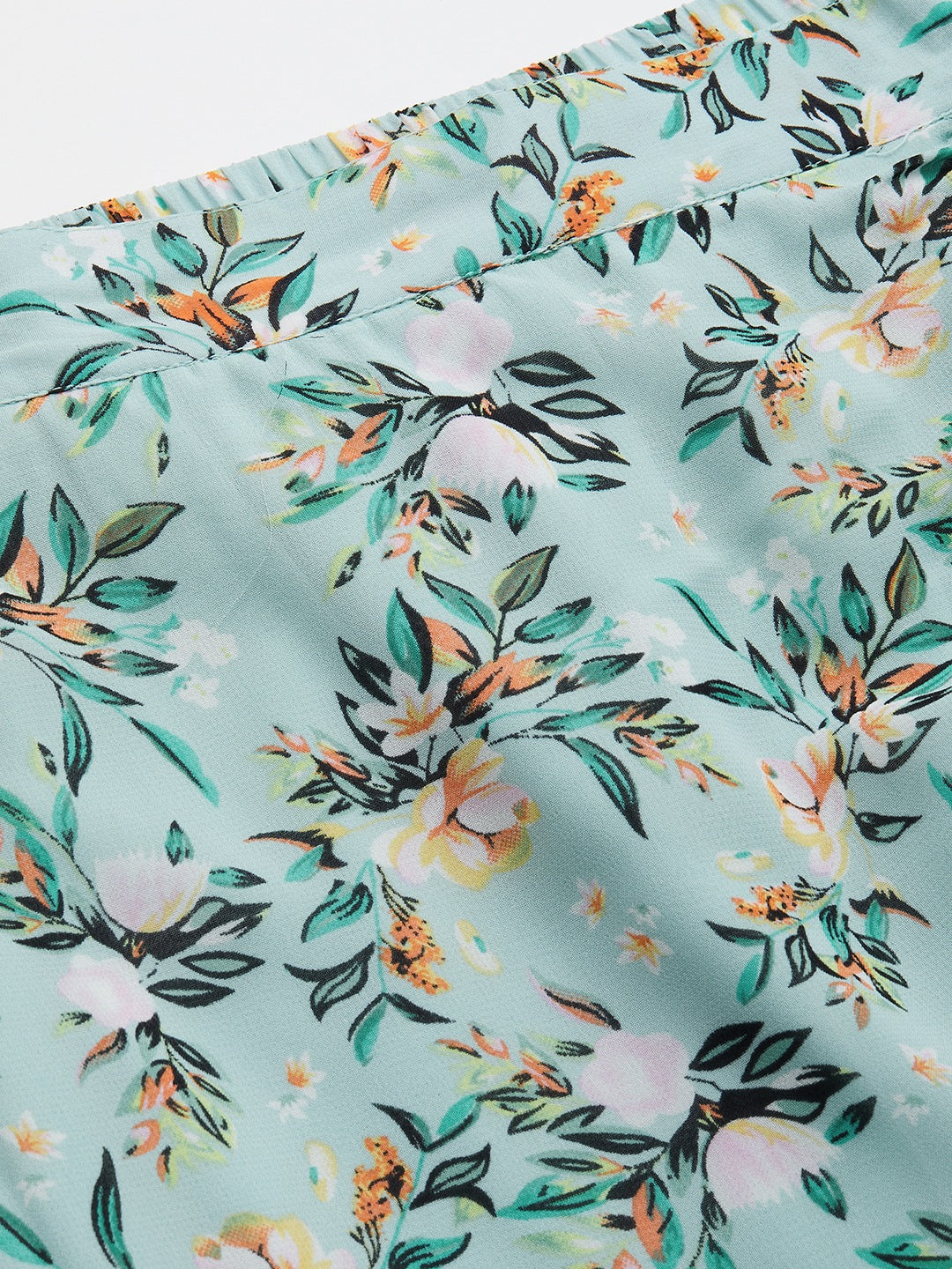 plusS Sea Green Floral Printed Midi A-Line Skirt