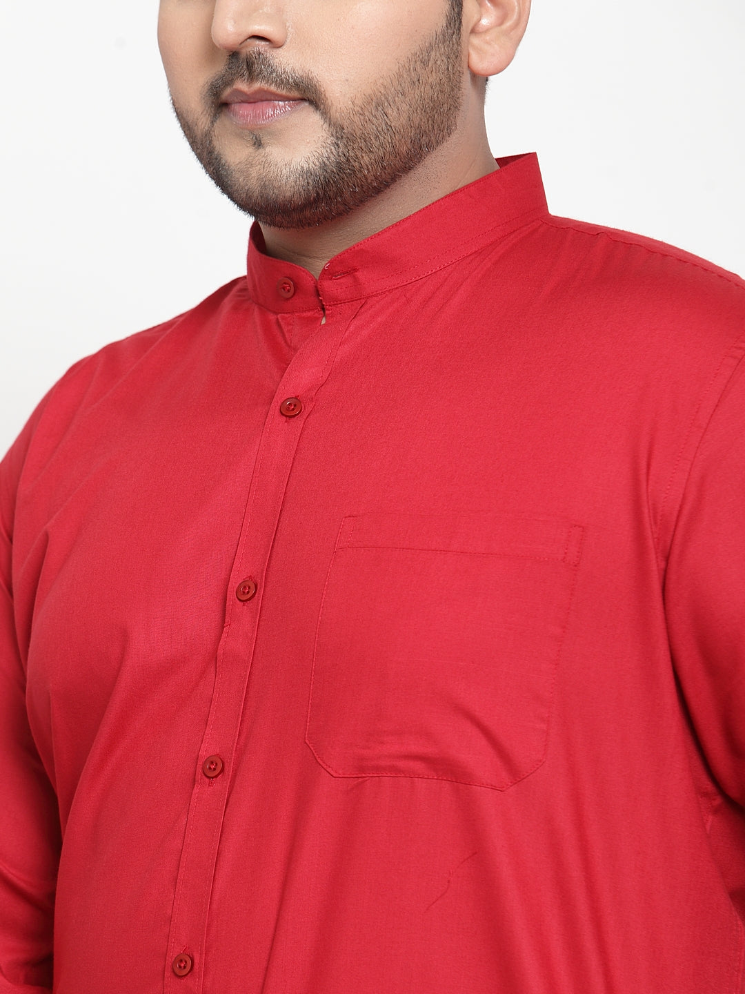 Men Red Regular Fit Solid Casual Shirt