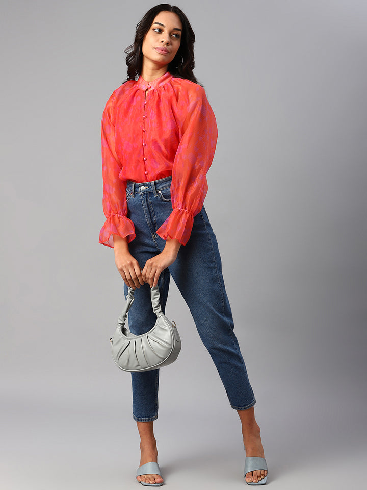 plusS Red Sweetheart Neck Top