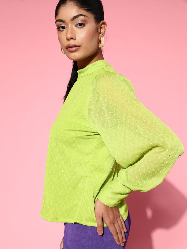 plusS Green Cuff Sleeves Top