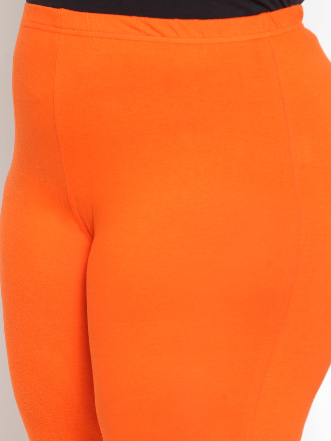 plusS Orange Solid Leggings