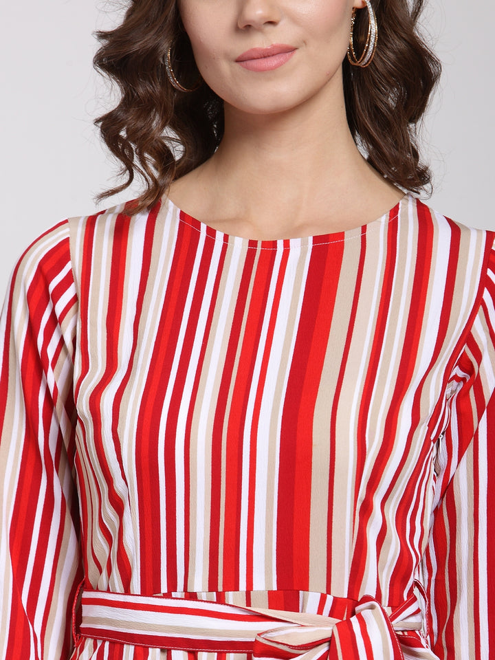 plusS Red  Off-White Striped A-Line Dress