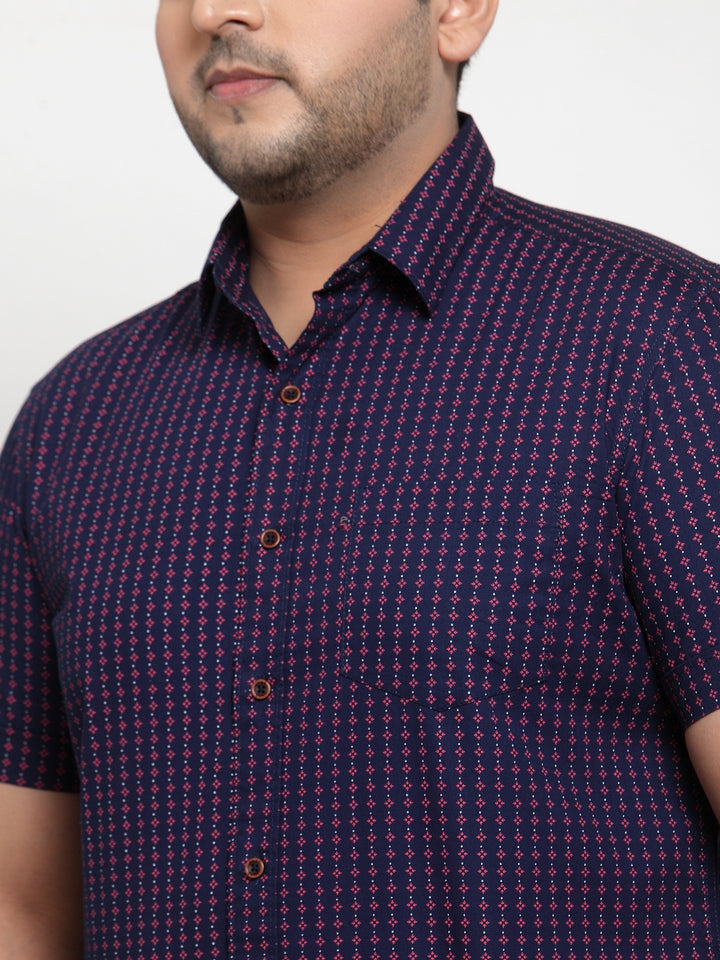 Men Plus Size Purple Floral Print Casual Shirt