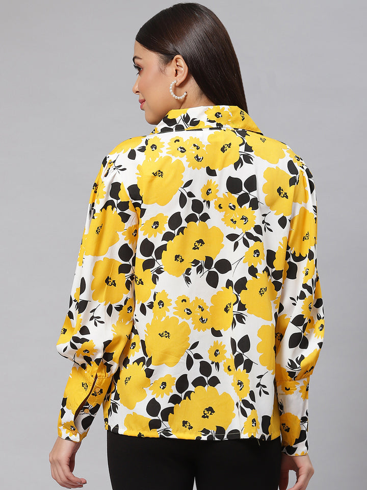 Women Yellow Floral Printed Casual Shirt