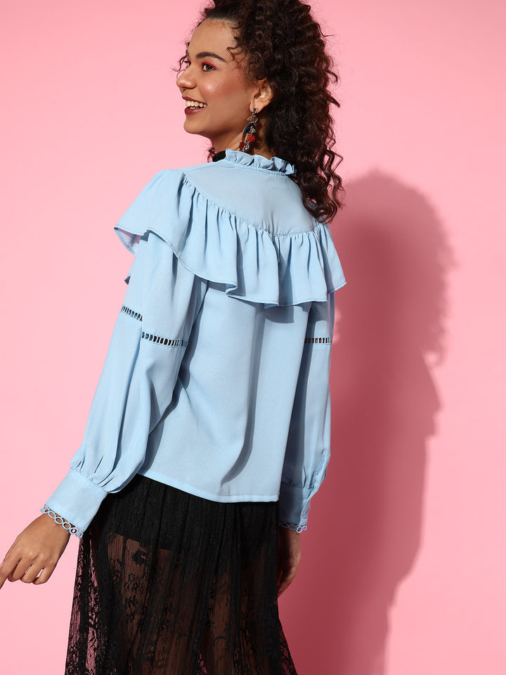 plusS Blue Ruffles Top