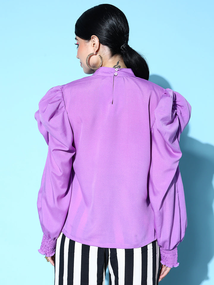 plusS Lavender Bishop Sleeves Top