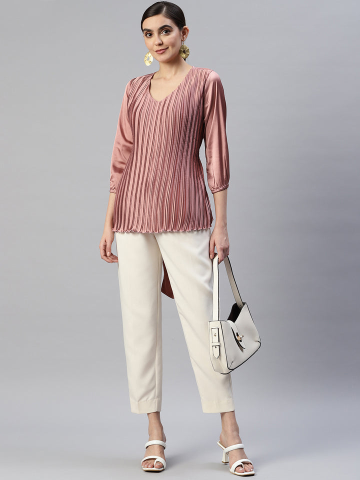 V-Neck Accordion Pleats Top